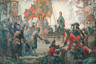 Петр I на корабельной верфи. Источник изображения:http://rover-tur.ru/node/images/history/azov-fleet_1.jpg