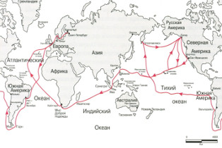 Карта плаваний О.Е. Коцебу. Источник изображения:
https://upload.wikimedia.org/wikipedia/commons/0/09/Kozebuemap.jpg