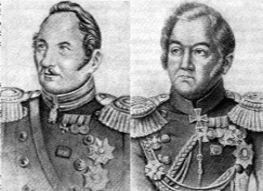 Слева: Ф.Ф. Беллинсгаузен; справа: М.П. Лазарев. Источник изображения: http://proznania.ru/books.php/?page_id=1251