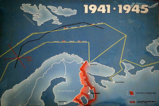 Карта арктических конвоев 1941-1945 гг. Из собрания Музея морского флота